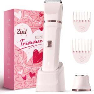 Bikini Trimmer for Women - Painless Electric Razors for Silk Skin,Cordless Body Shaver for Trip,Replaceable Lady Facial Razor