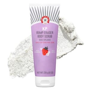 First Aid Beauty - KP Bump Eraser Body Scrub with 10% AHA, Keratosis Pilaris Exfoliator with Glycolic and Lactic acids, Helps Reduce Chicken Skin Bumps