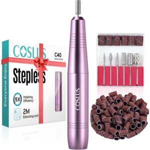 COSLUS C40 Electric Nail Drill File Professional: for Acrylic Gel Dip Powder Nails Portable Nail Machine Kit Manicure Pedicure