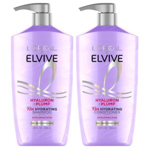 L'Oreal Paris Elvive Hyaluron Plump Shampoo and Conditioner Set for Dehydrated, Dry Hair