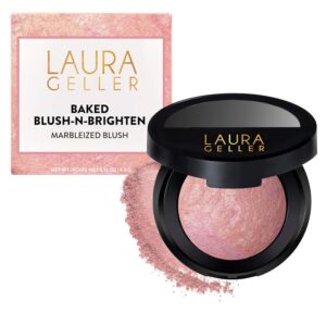 LAURA GELLER NEW YORK Baked Blush-n-Brighten Marbleized Blush for Cheeks - Ethereal Rose - Natural Finish - Buildable Color