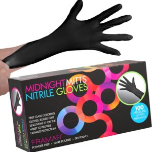 FRAMAR Powder Free Nitrile Gloves Medium – 12 INCH Black Gloves Disposable Latex Free